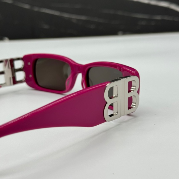 NEW BB0096S 016 BALENCIAGA PINK GREY WOMEN SQUARE BALENCIAGA SUNGLASSES - Picture 8 of 11